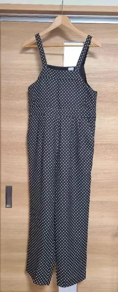 honore ブラックドット柄サロペット