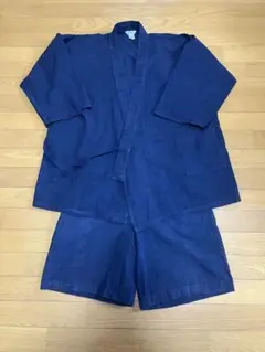 作務衣 甚平　紺色　上下セット　L