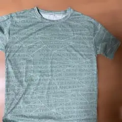 ［ワンコイン］美品グリーン テキストパターン 半袖Tシャツ Mサイズ