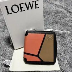 ロエベ パズル スクエア ジップウォレット 二つ折り財布 アナグラム ピンク