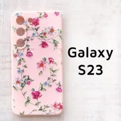 Galaxy S23 カバー ピンク 草花