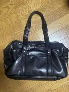 皮 スクールバック 黒 高校生 スクバ ブラック