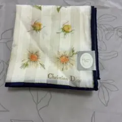 Christian Dior 花柄ハンカチ 黄色 綿100%