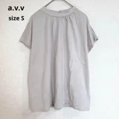 【a.v.v】半袖Tシャツ オフィス カジュアル Uネック コットン100% S