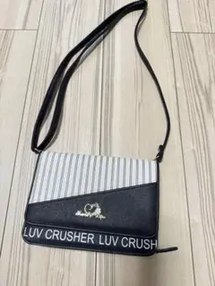 ショルダーバッグ 白黒ストライプ　お財布バッグ　美品