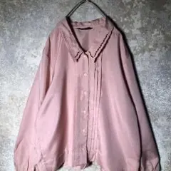 【ヴィンテージ】襟が可愛いピンクのブラウス used 古着 ZBS2