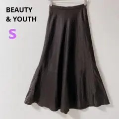【BEAUTY & YOUTH 】パネルフレアロングスカート ダークブラウン　S