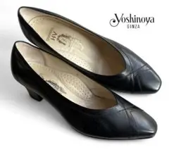 美品 銀座ヨシノヤ 本革レザー 外反母趾対応シリーズ HV パンプス黒24