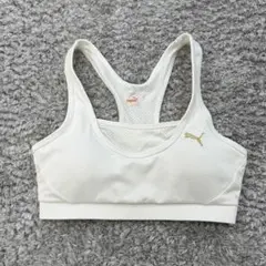 プーマ【S】白 スポーツブラ カップ付き スポーツ 夏 ジムウェア ストレッチ