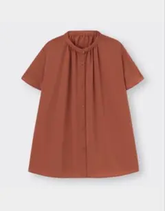 美品【gu】エアリーバンドカラーシャツ 半袖S