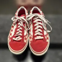 VANS チェッカー柄 スニーカー レッド