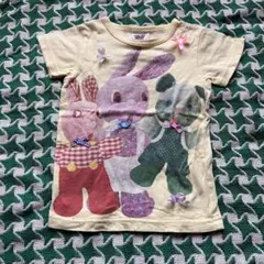 vanavana うさぎさん リボン プリントTシャツ 100cm 綿100