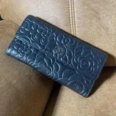 CHANEL カメリア ラムスキン ロングフラップウォレット