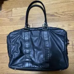 PRADA ショルダー　ビジネス　ハンドバッグ　ブラック　レザー