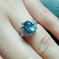 高品質☆非加熱 大粒 2.87ct ブルーサファイアダイヤリング pt900