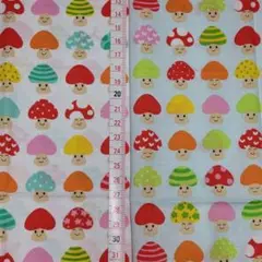 シーチング きのこ 白 水色 約50cm×50cm 2枚セット