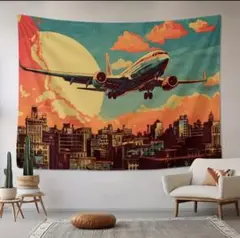 新品未使用品　特大　タペストリー　飛行機　旅客機