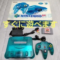 【動作確認済】ニンテンドー64　本体 クリアブルー　ソフト　セット　①
