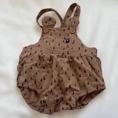 フタフタ　サロペット　ブラウン　ロンパース　70