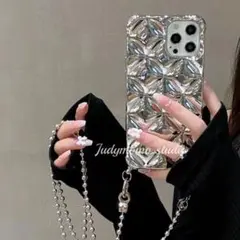 iPhone14　豪華　チェーンショルダー付き　斜め可　ダイヤ柄　ケース