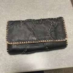 手縫いレザー長財布 黒