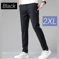 通気 ストレート パンツ 2XL ブラック 快適 ワーク ズボン ゴルフ 黒
