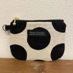 マカロンドット 水玉 ミニポーチ 小銭入れ ぺたんこポーチ ハンドメイド
