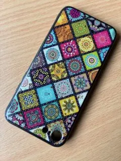 iPhoneケース 7 8 SE2 SE3 スマホケース エスニック柄　金粉入