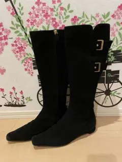 シャネル CHANEL スエード レザー ロング ブーツ