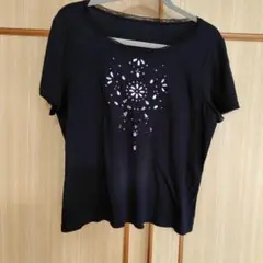 レリアン黒ビジュー付きＴシャツ