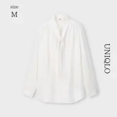 【UNIQLO】レーヨンボウタイブラウス ホワイト M