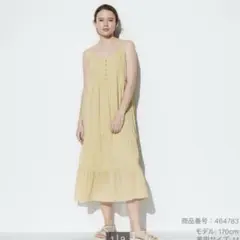 クリンクルコットンキャミソールワンピース　Lサイズ　ベージュ
