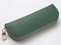 メガネケース レザー 本革 マット ツヤ無し コンパクト 緑 グリーン