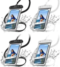 防水ケース 4個セット ホワイト ブラック 顔認証 プール用 スマホ保護