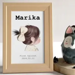 ファーストヘアカット　ヘアカットアート　台紙　イラスト　カラー　リボン　バレッタ