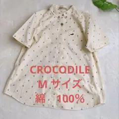 CROCODILE 半袖シャツ　クリーム色　Mサイズ　綿100%