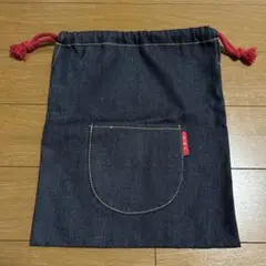 ダークデニム 巾着袋 体操着袋　上履き袋