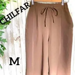【CHILFAR】チルファー スラックス ワイドパンツ M ゴム 無地 美品