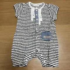 新品　ベビー　ロンパース　Biquette ストライプ柄ロンパース 80