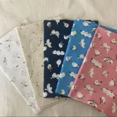 シマエナガ生地5枚セット☆約50cm×約50cm