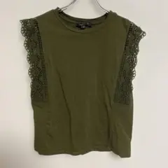 BANANA REPUBLICオリーブ レーススリーブ ノースリーブトップス S