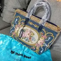 【未使用品】シンクビー Think Bee 花柄 トートバッグ ゴブラン織り