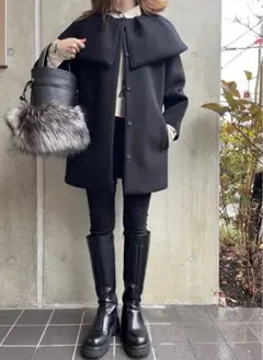 roughlow 2way cape coat(black)