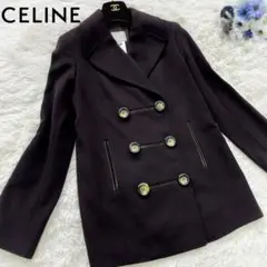 美品✨CELINE セリーヌ ピーコート カシミヤ ウール 羊革 フランス製