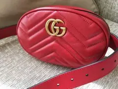 GUCCI 正規品 21年新作 GGマーモント ウエストポーチ 赤 新品同様