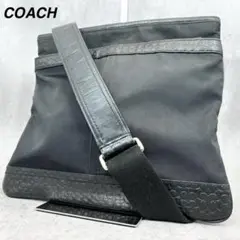 【極美品✨】 コーチ サコッシュ シグネクチャー レザー ナイロン ブラック
