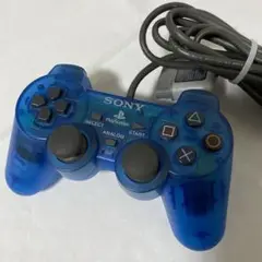 Sonyプレステ2用コントローラースケルトンブルージャンク品
