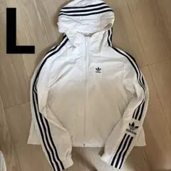 【希少】adidas ナイロンジャケット パーカー ジップアップ ホワイト L
