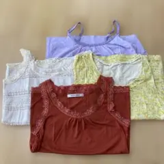 ユニクロ　イング　レディースレーストリム付きキャミソール（複数色）4枚セット