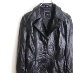 8390 古着 レザージャケット レディース 牛革 ブラック 黒 ユニセックス